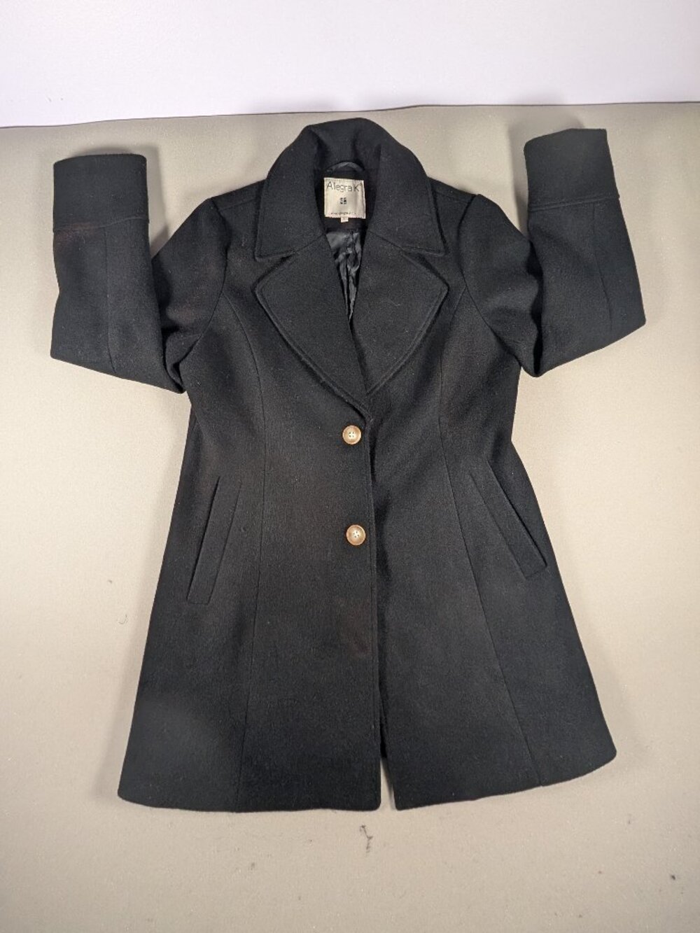 Women's Allegra K Black Pea Coat Size L
